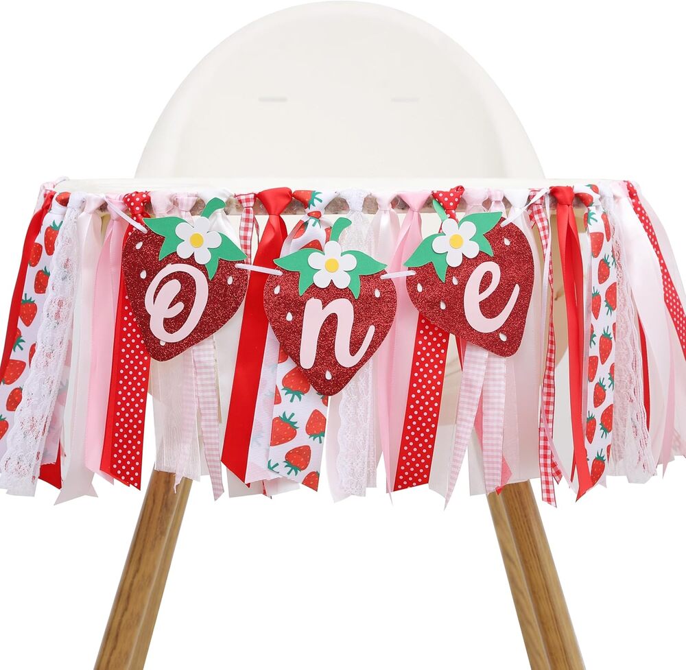 Strawberry 1st Birthday High Chair Banner